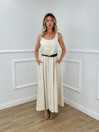 Abito Popeline Scollo Quadrato 2886 Beige