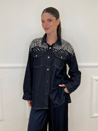 Giacca Denim Cristalli MF2501 Blu - Bazar Abbigliamento