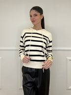 Felpa in Maglia Righe 8130 Panna
