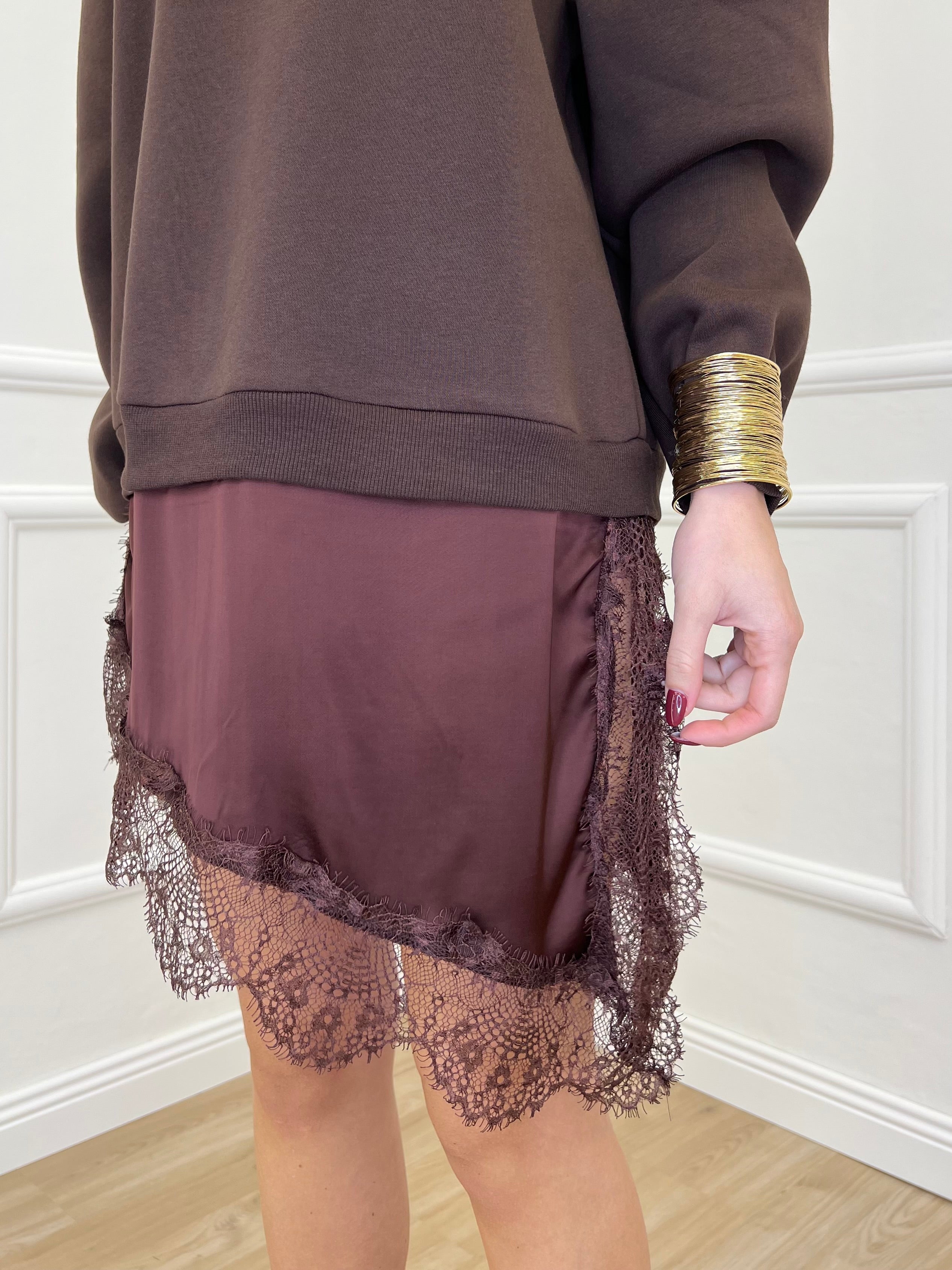 Felpa con Pizzo Lumina LD3849 Moro