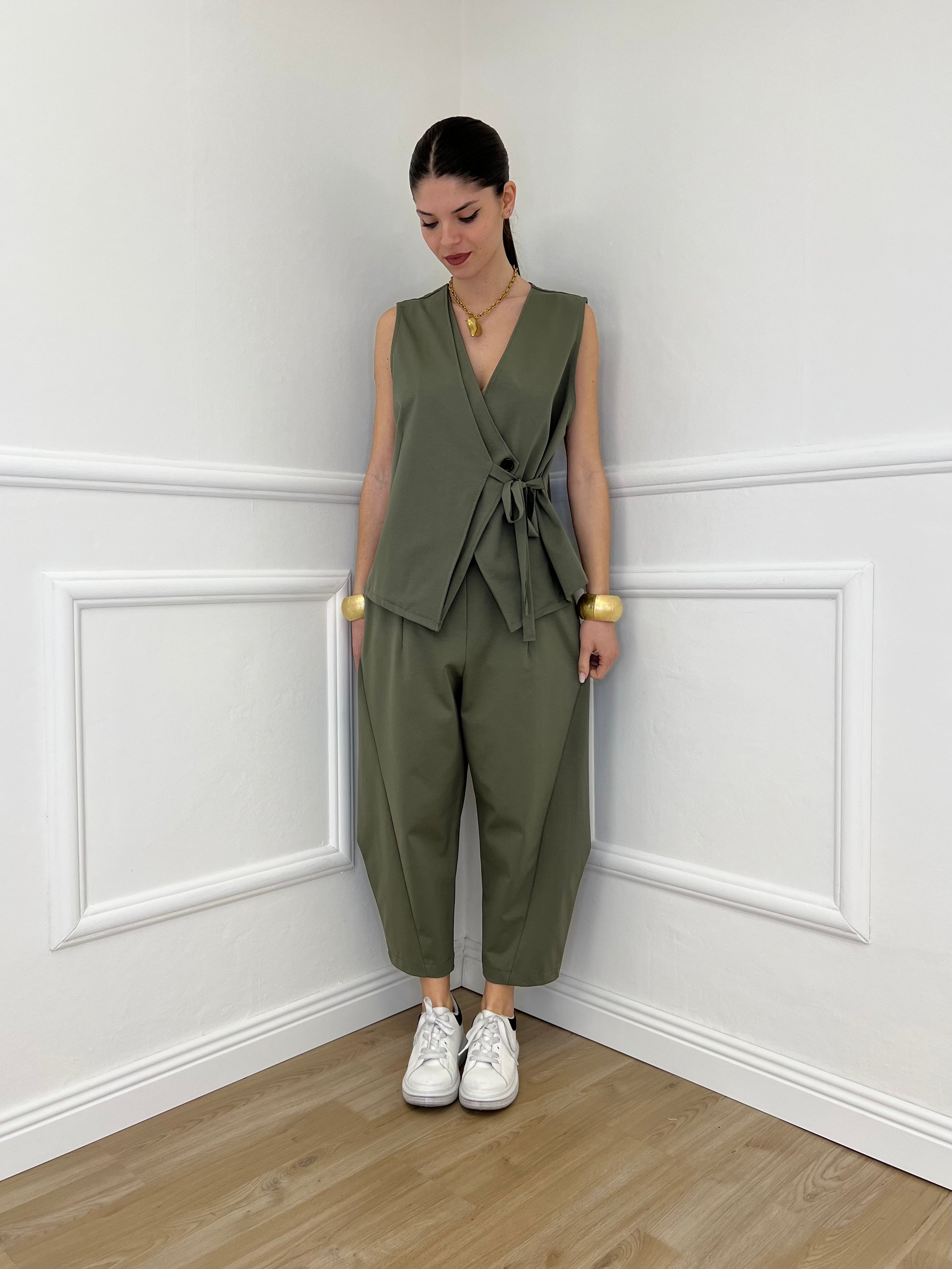 Gilet Fiocco Punto Milano 42144 Verde Militare