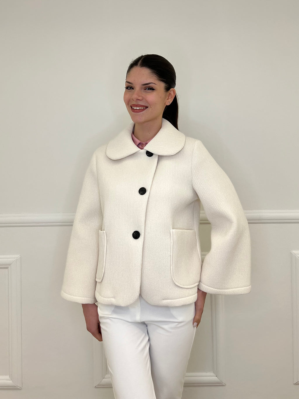 Giacca Neoprene Colletto 26088 Panna