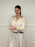 Blusa In Satin Con Spalline 10277 Beige