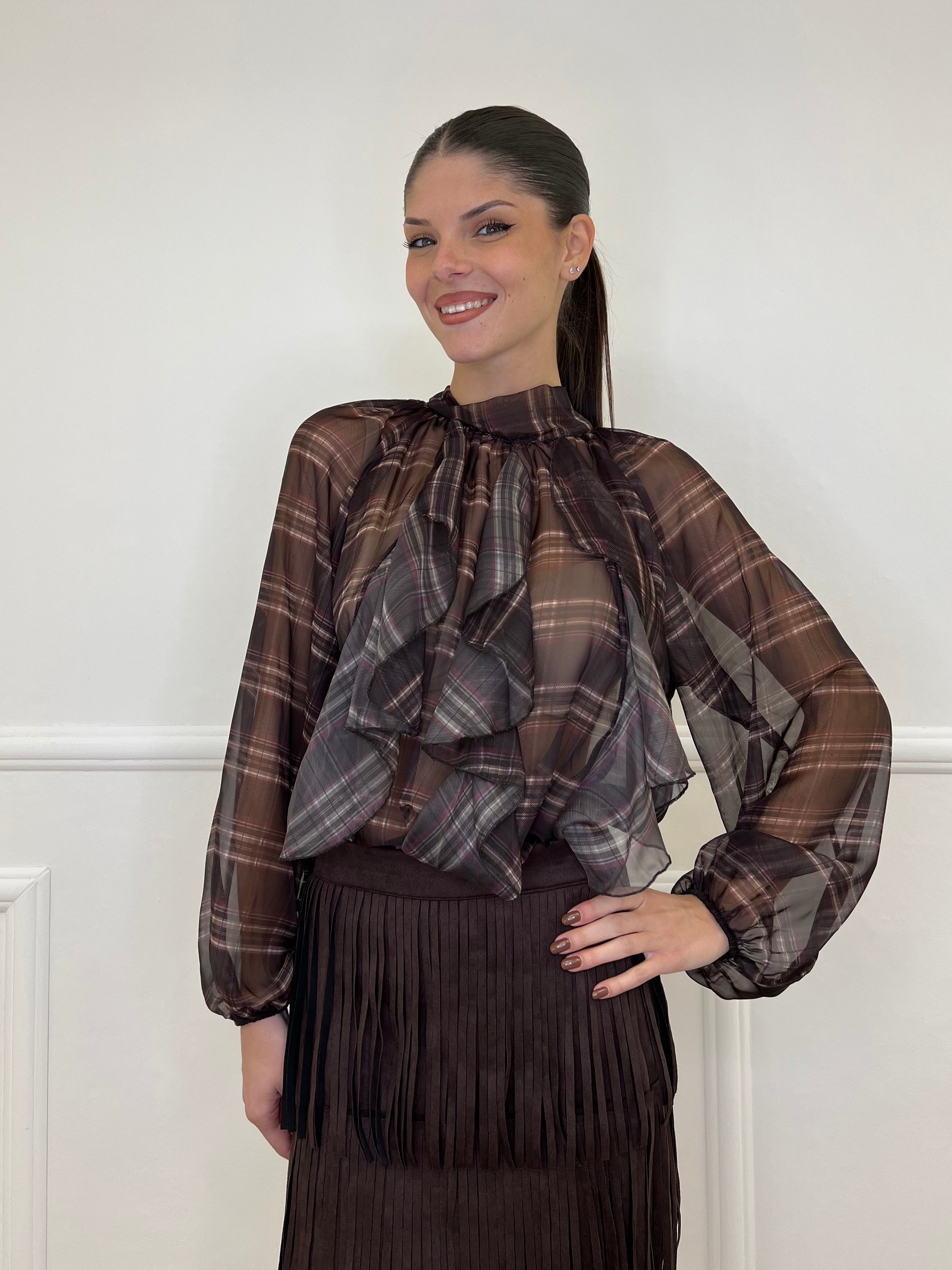 Camicia Madras Jabot L5327 Moro