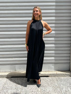 Abito Halter In Raso 9382 Nero