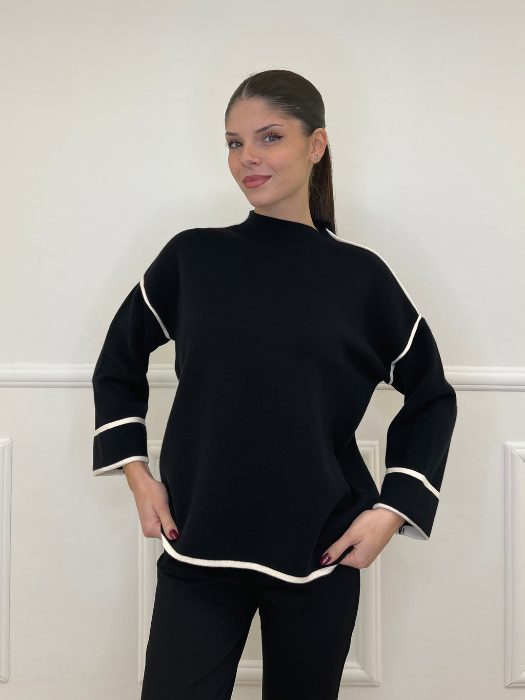 Maglia Profili Contrasto 5337 Nero