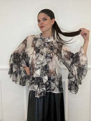 Camicia Jabot Fantasia 4525 Nero