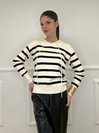 Felpa in Maglia Righe 8130 Panna