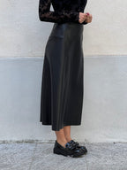 Gonna Midi Ecopelle 8066 Nero