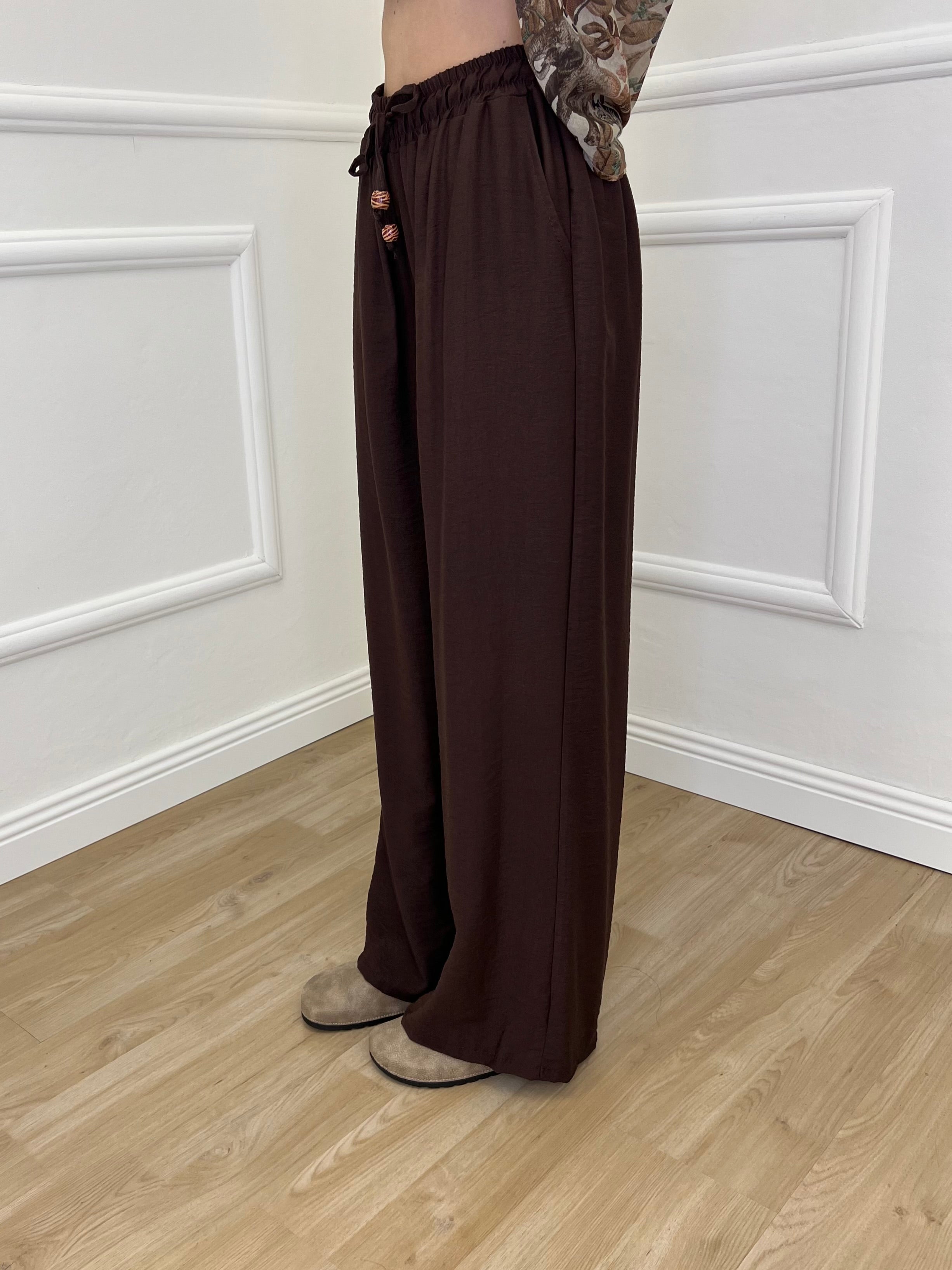 Pantalone Froissé Coulisse 81005 Marrone