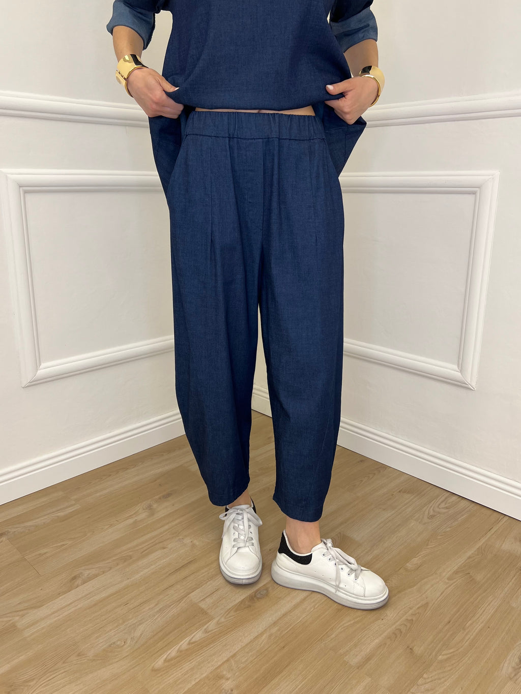 Pantalone Balloon Chambray 5300 Blu