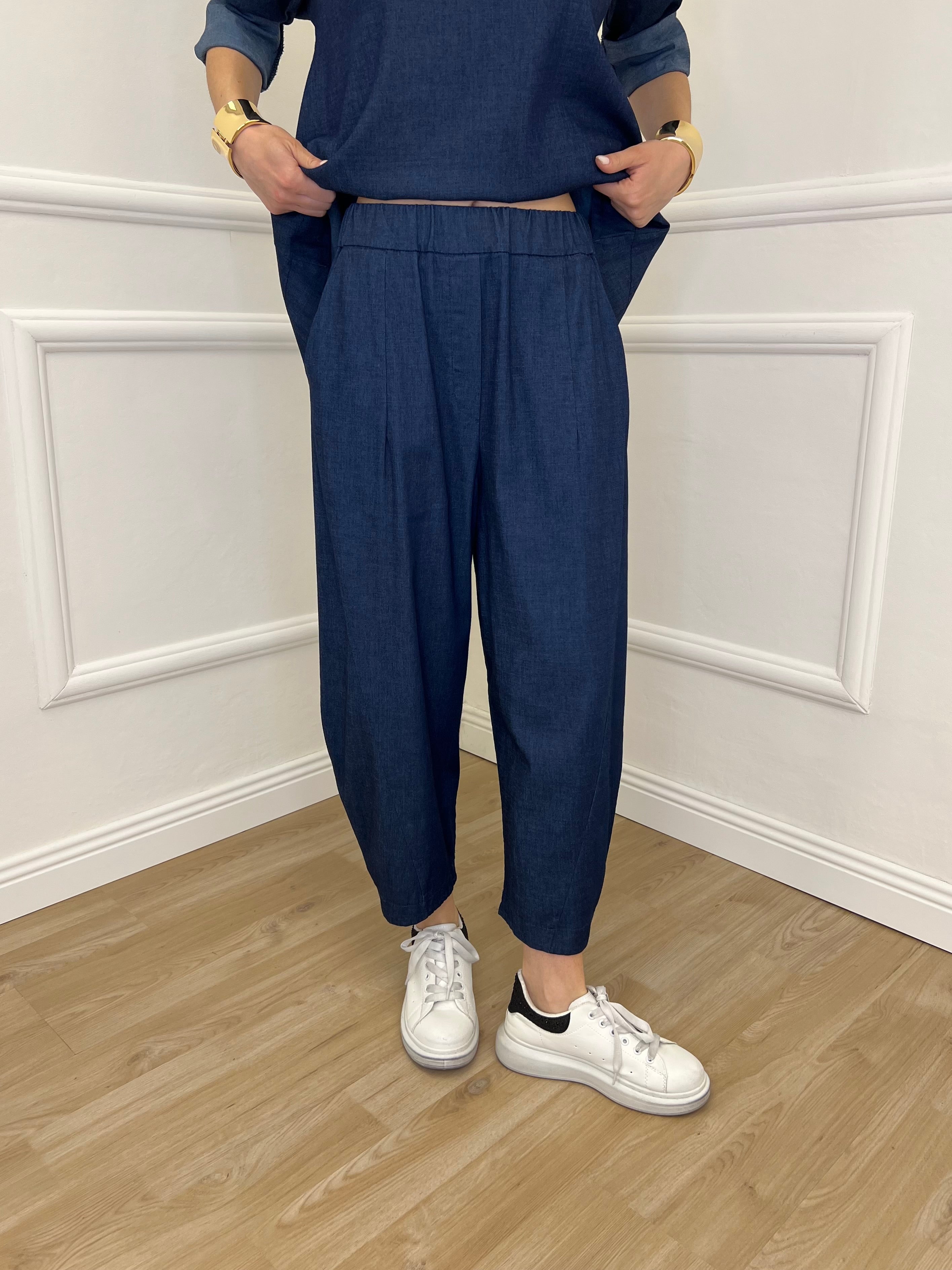 Pantalone Balloon Chambray 5300 Blu