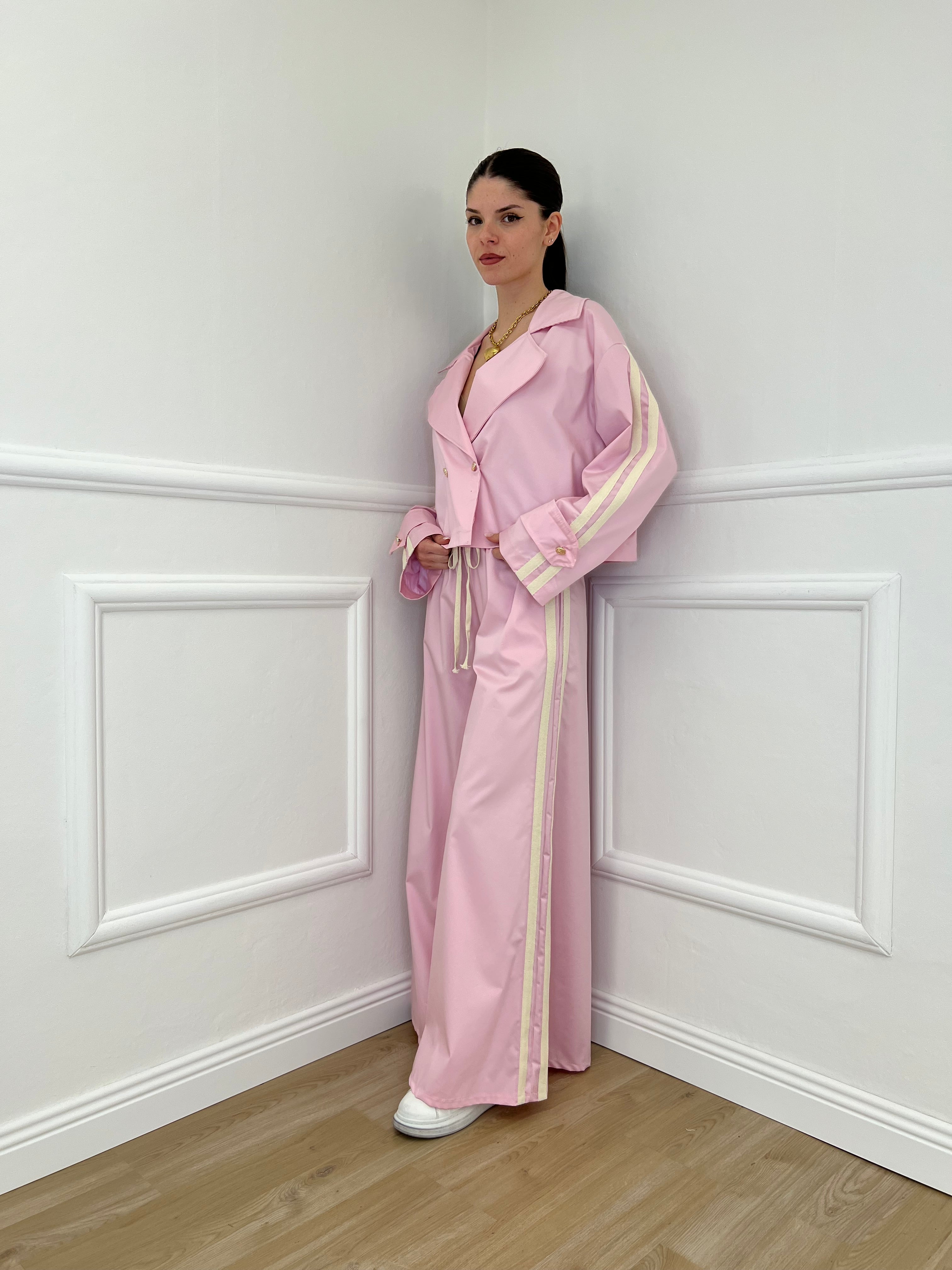 Pantalone Palazzo Bande 7809 Rosa