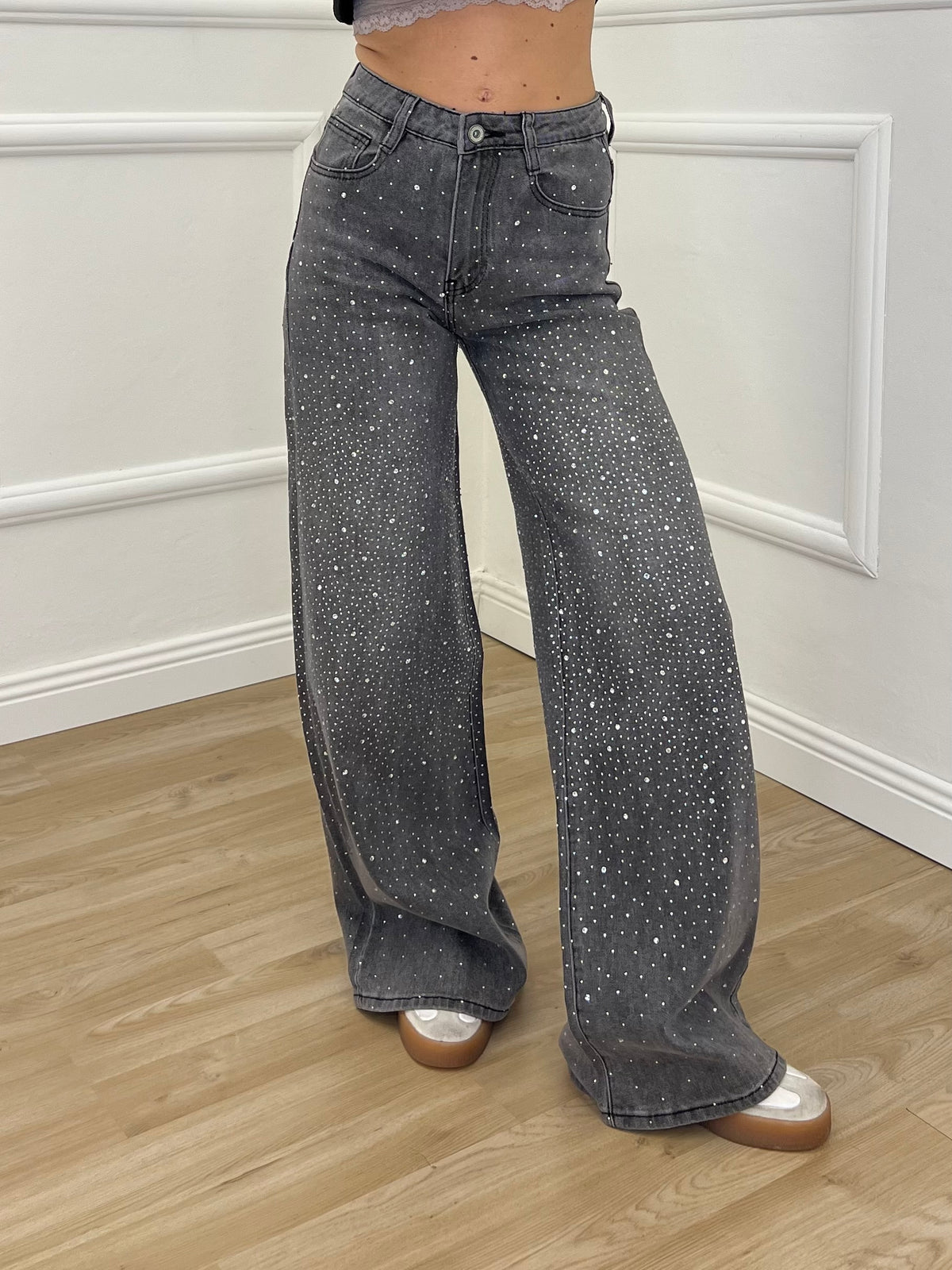 Jeans Palazzo Strass 9290 Grigio