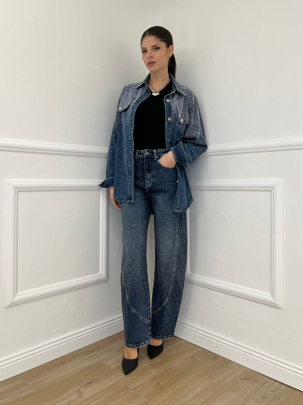 Jeans Ballon Strass 2355 Blu