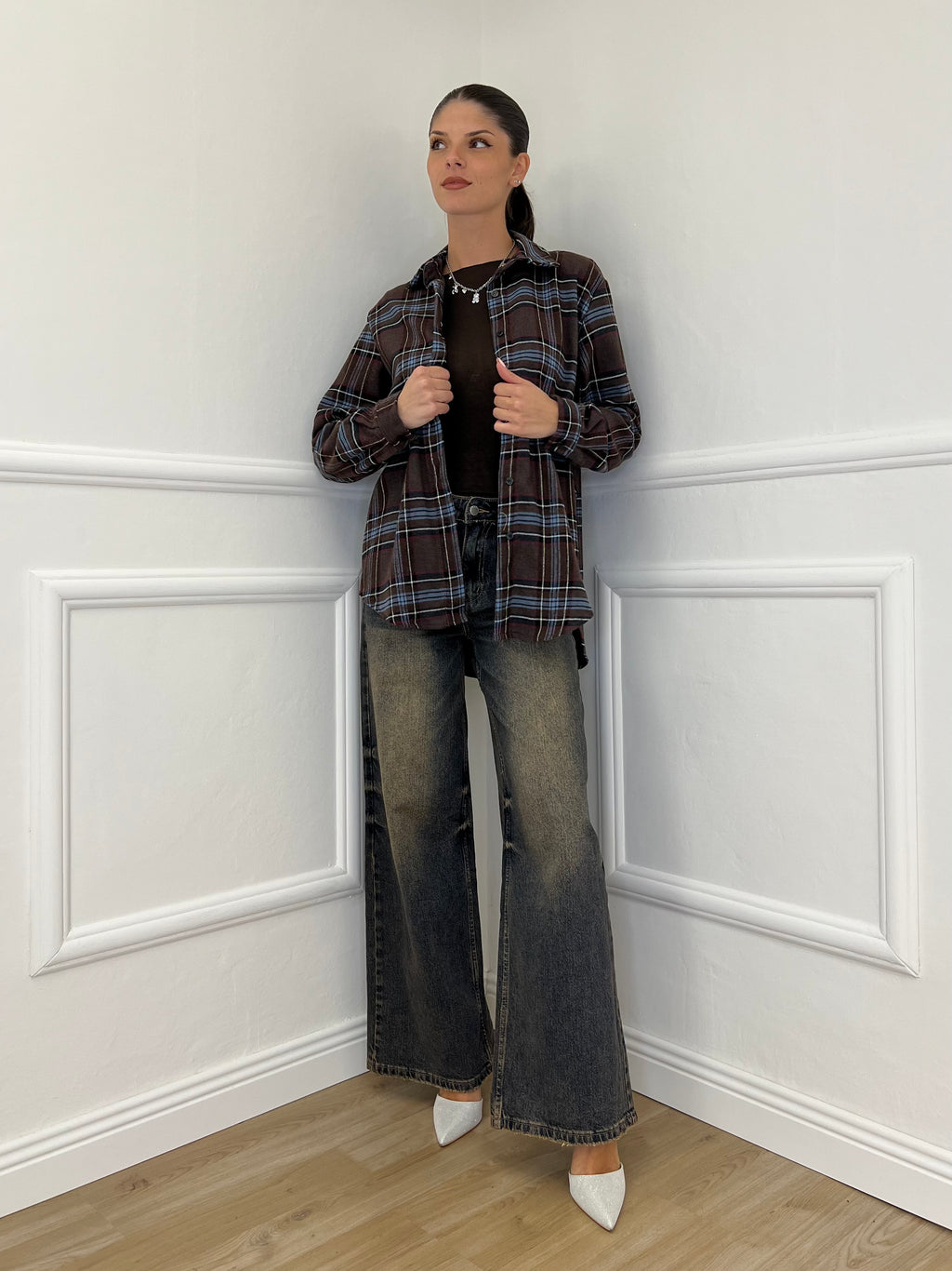 Camicia Madras A35 Marrone