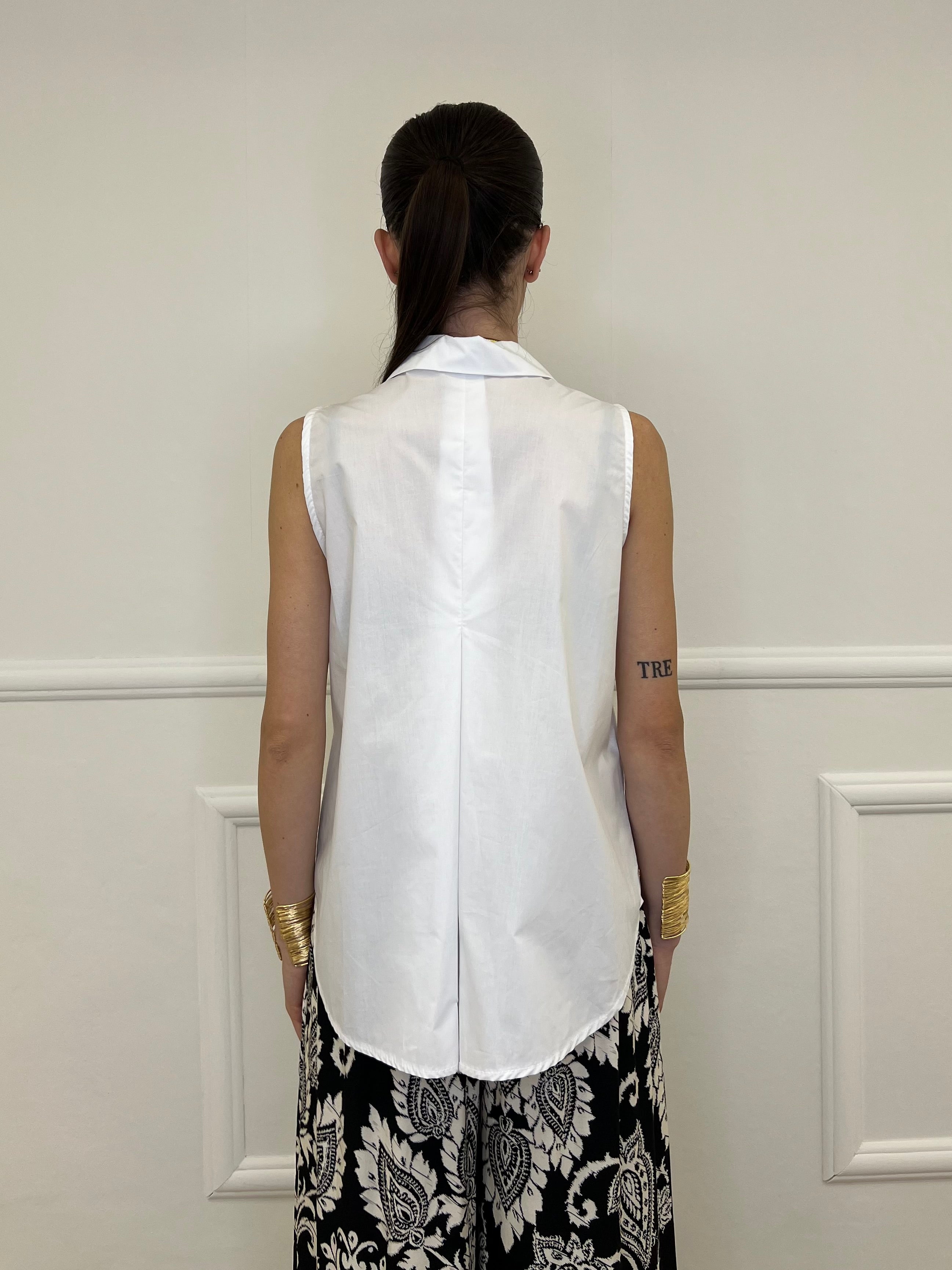 Camicia Smanicata Popeline 2808 Bianco