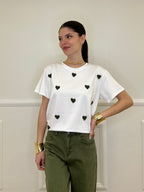T-shirt Over Con Ricamo Cuori 12659