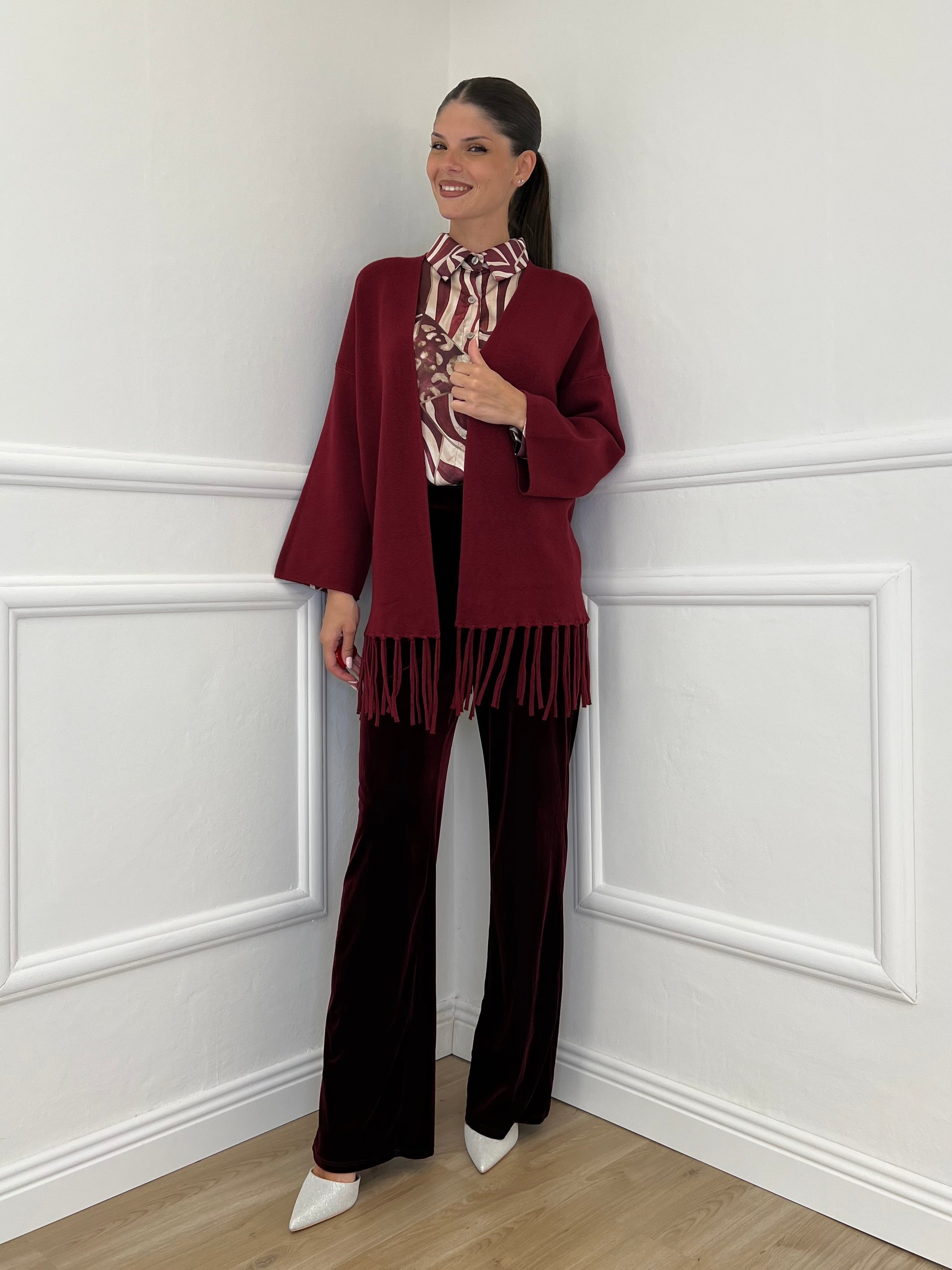 Cardigan Frange DL7296 India - Bazar Abbigliamento