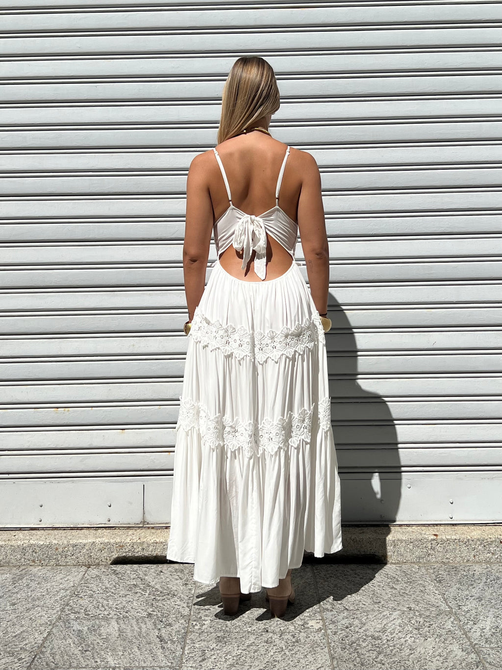 Abito Inserti Macramè 18085 Bianco