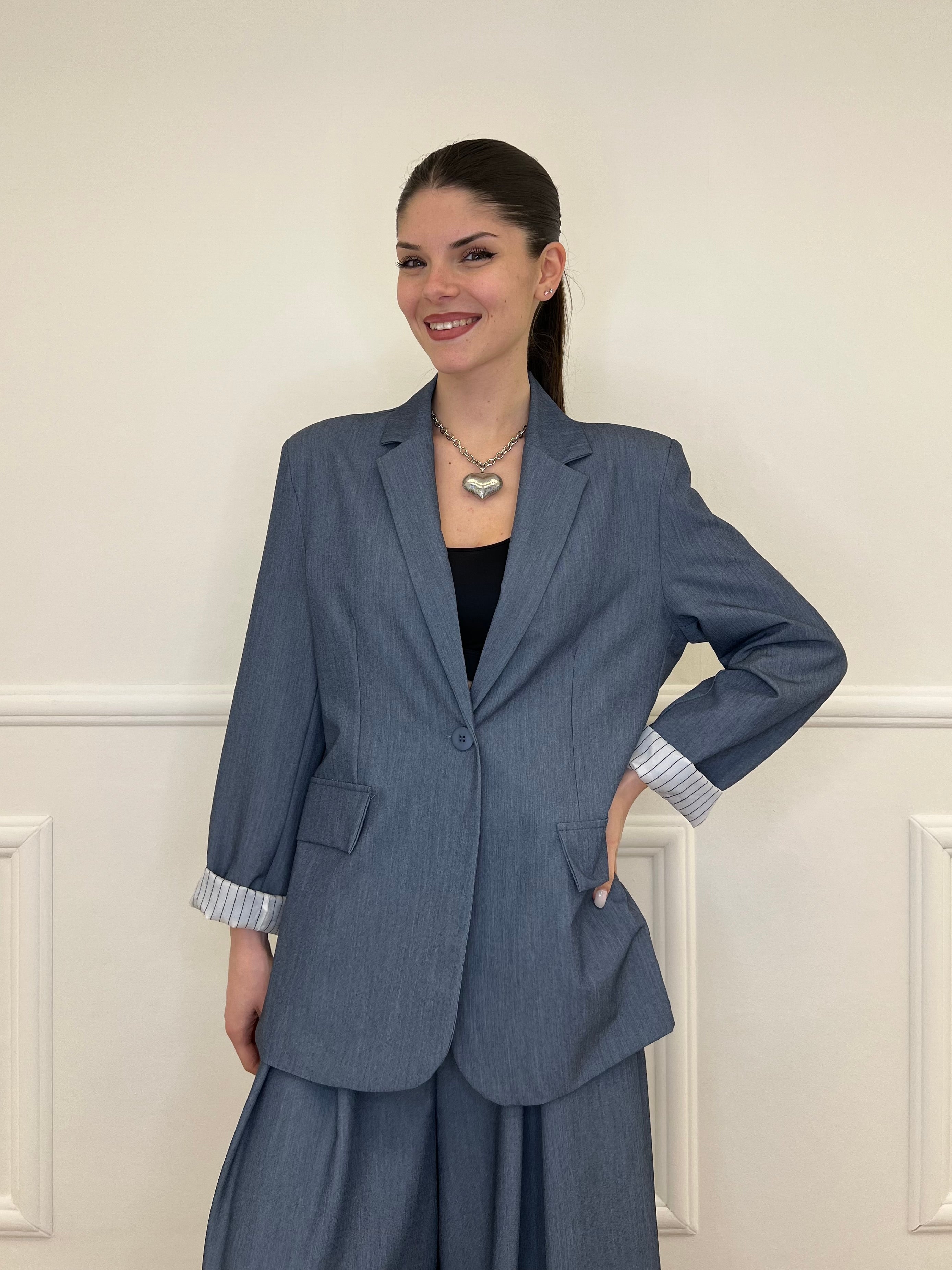 Blazer Con Fodera Gessata 216401 Avio