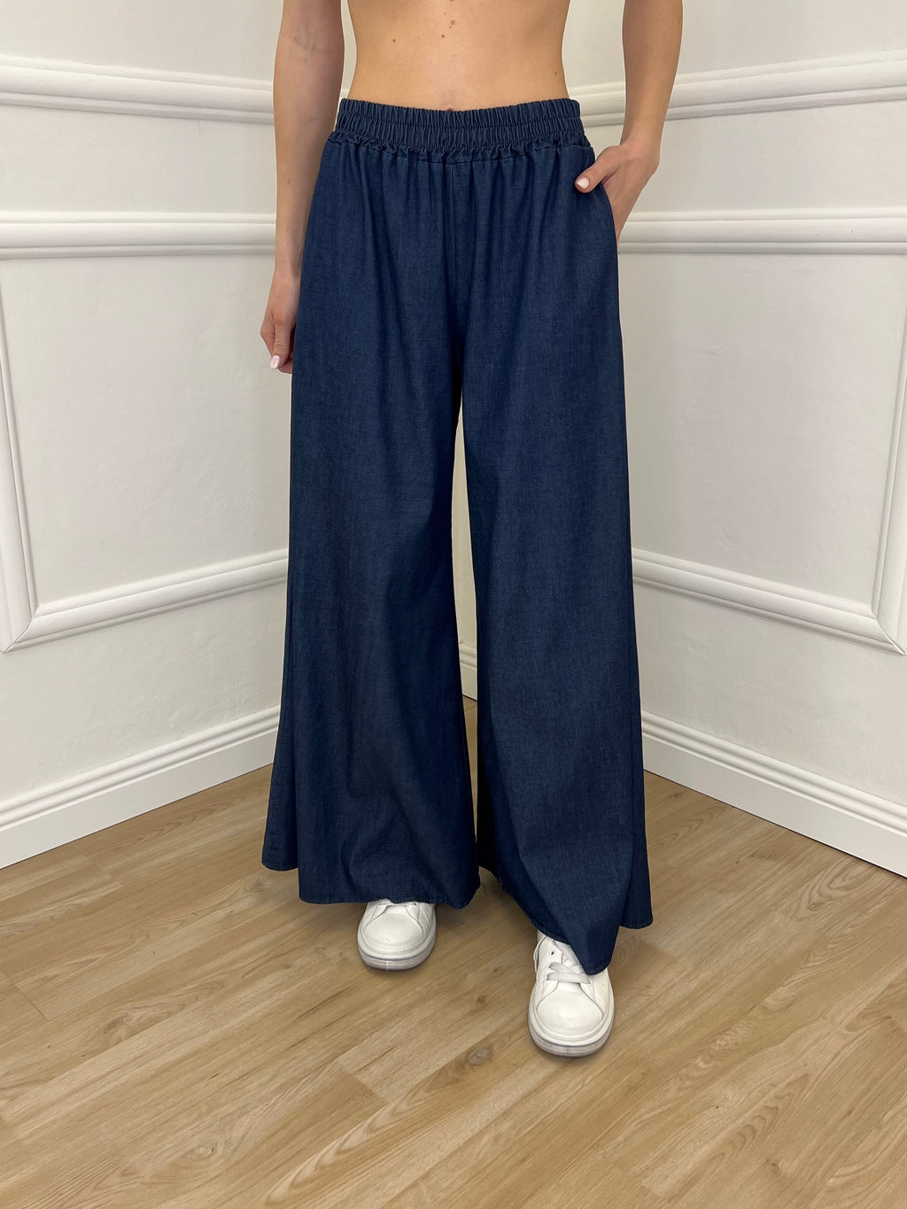 Pantalone Palazzo Chambray 25320 Blu