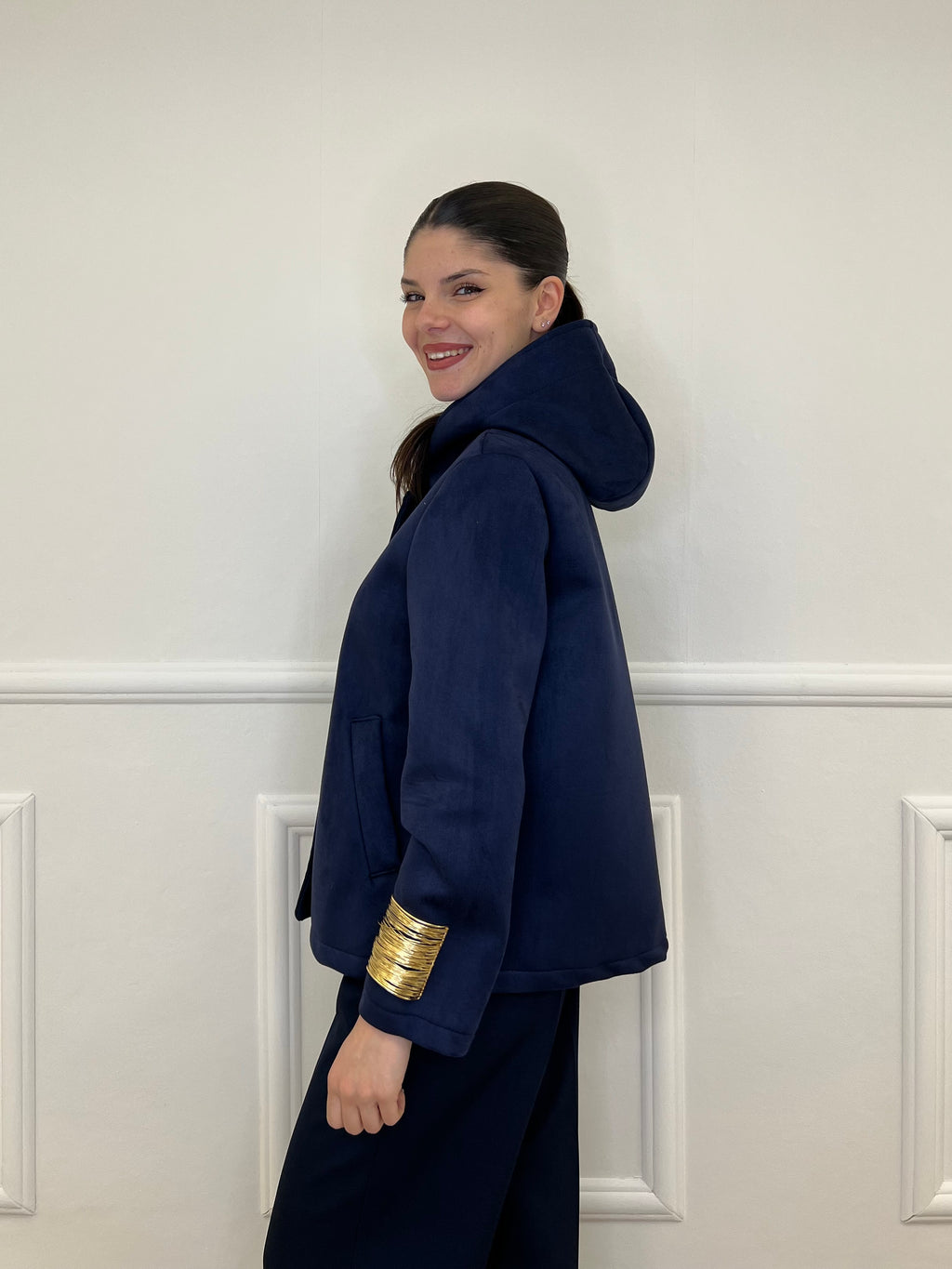 Giacca Scuba Effetto Scamosciato 852 Blu