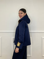 Giacca Scuba Effetto Scamosciato 852 Blu