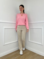 Pantalone Flare Cintura 26513 Beige