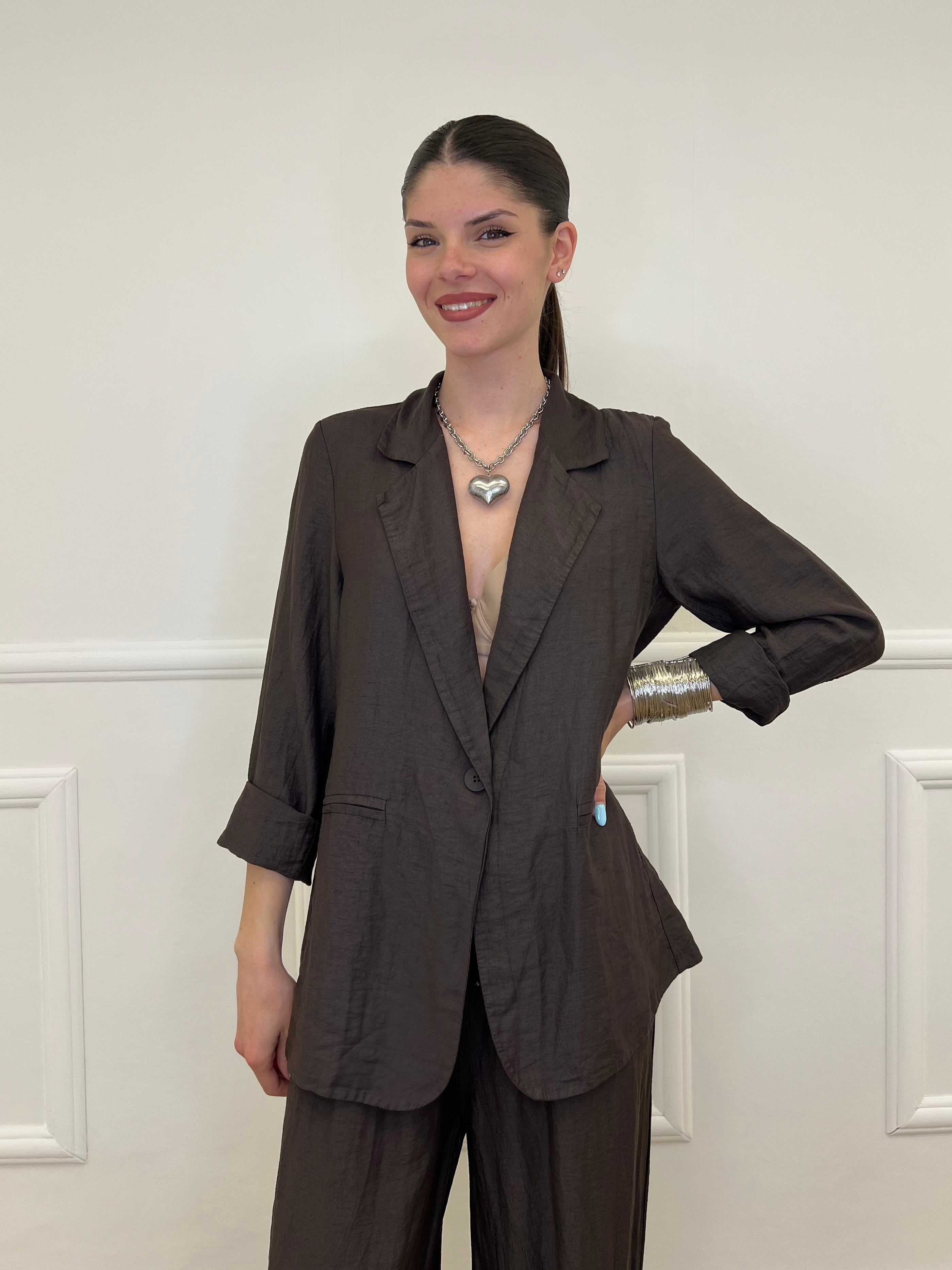 Tailleur In Lino e Tencel 26301 Moro
