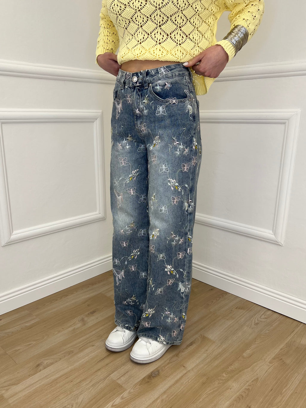 Jeans Con Ricami e Paillettes MC5329