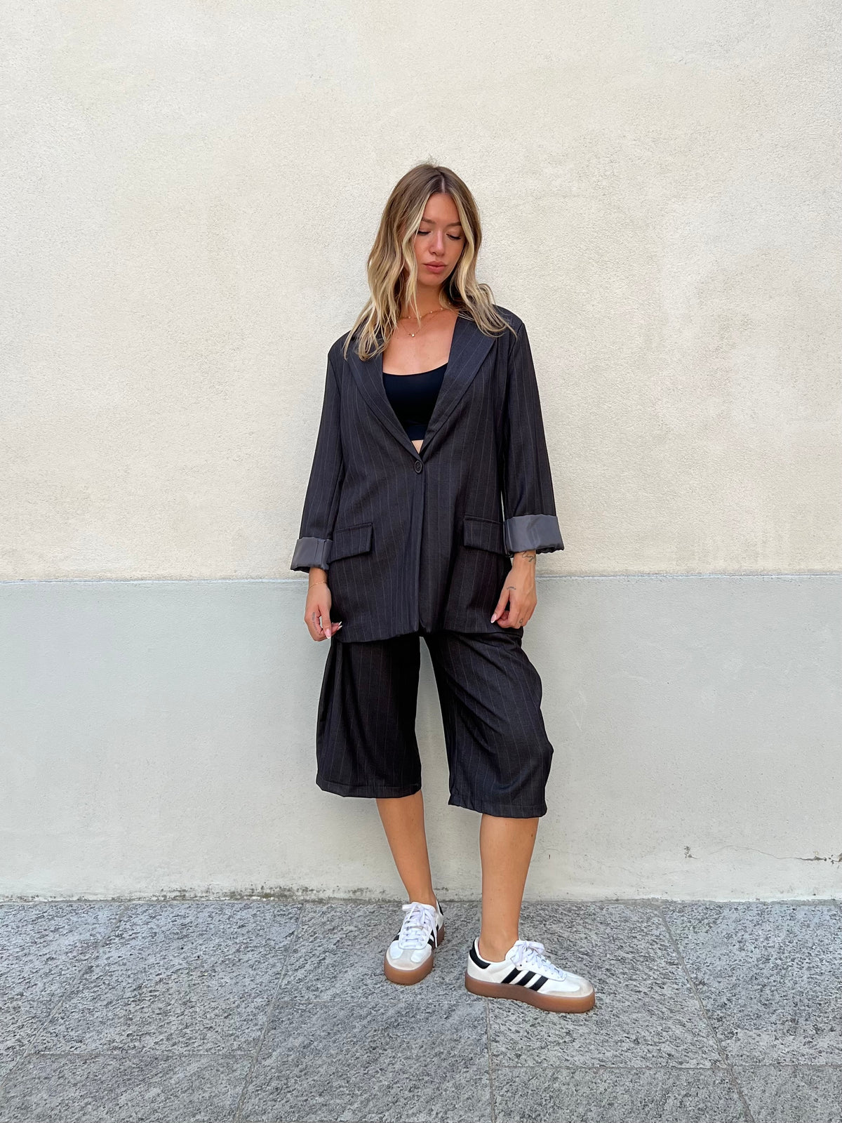 Blazer Over Gessato 5898 Grigio