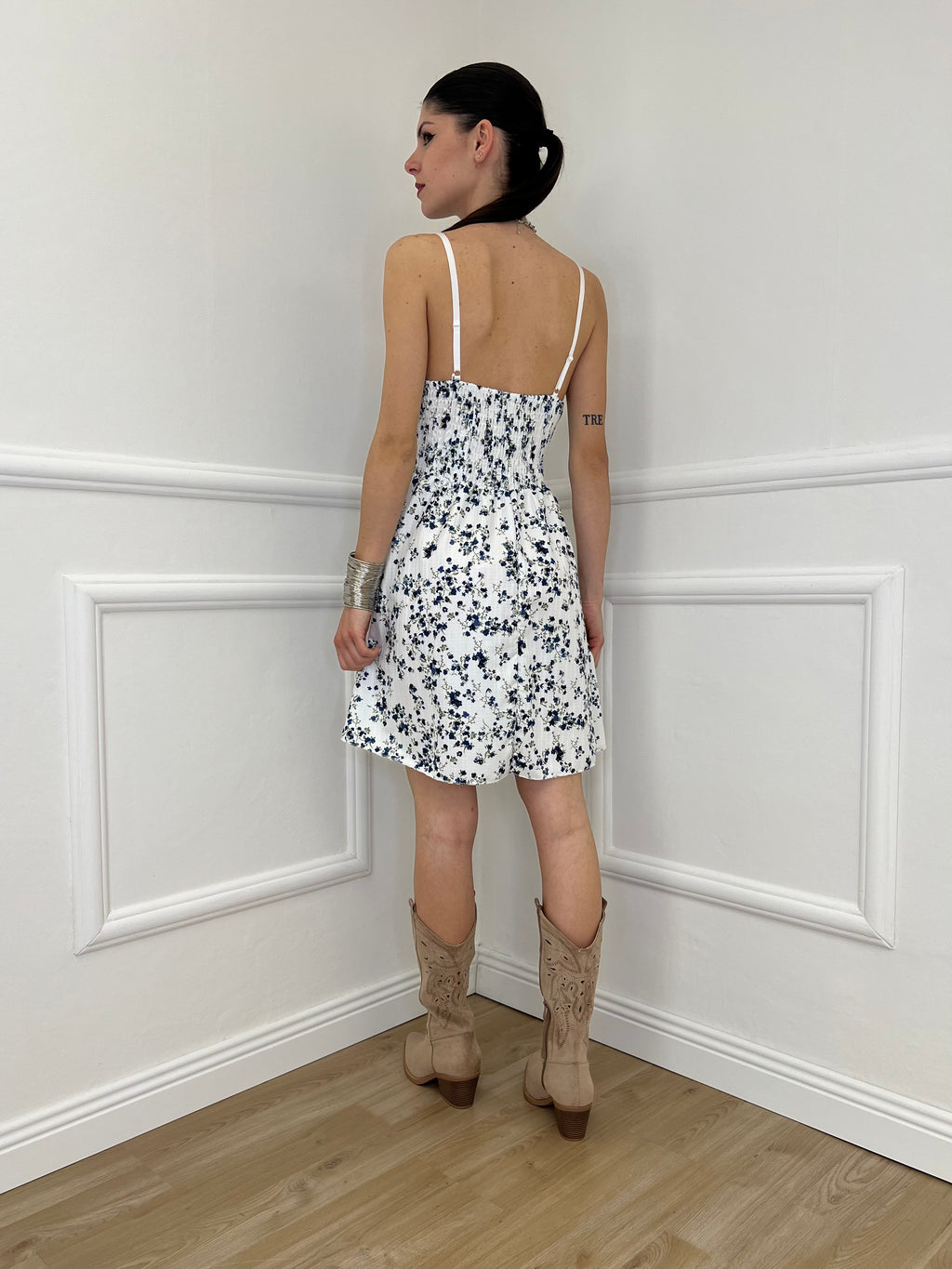 Abito Corto Fiori 5068 Blu