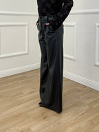 Pantalone Palazzo Ecopelle MP296-541 Nero