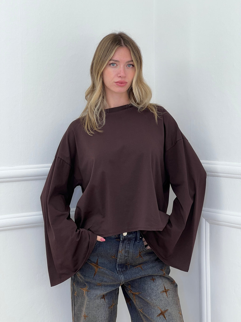 T-shirt Maniche Lunghe Ampie BM270 Marrone