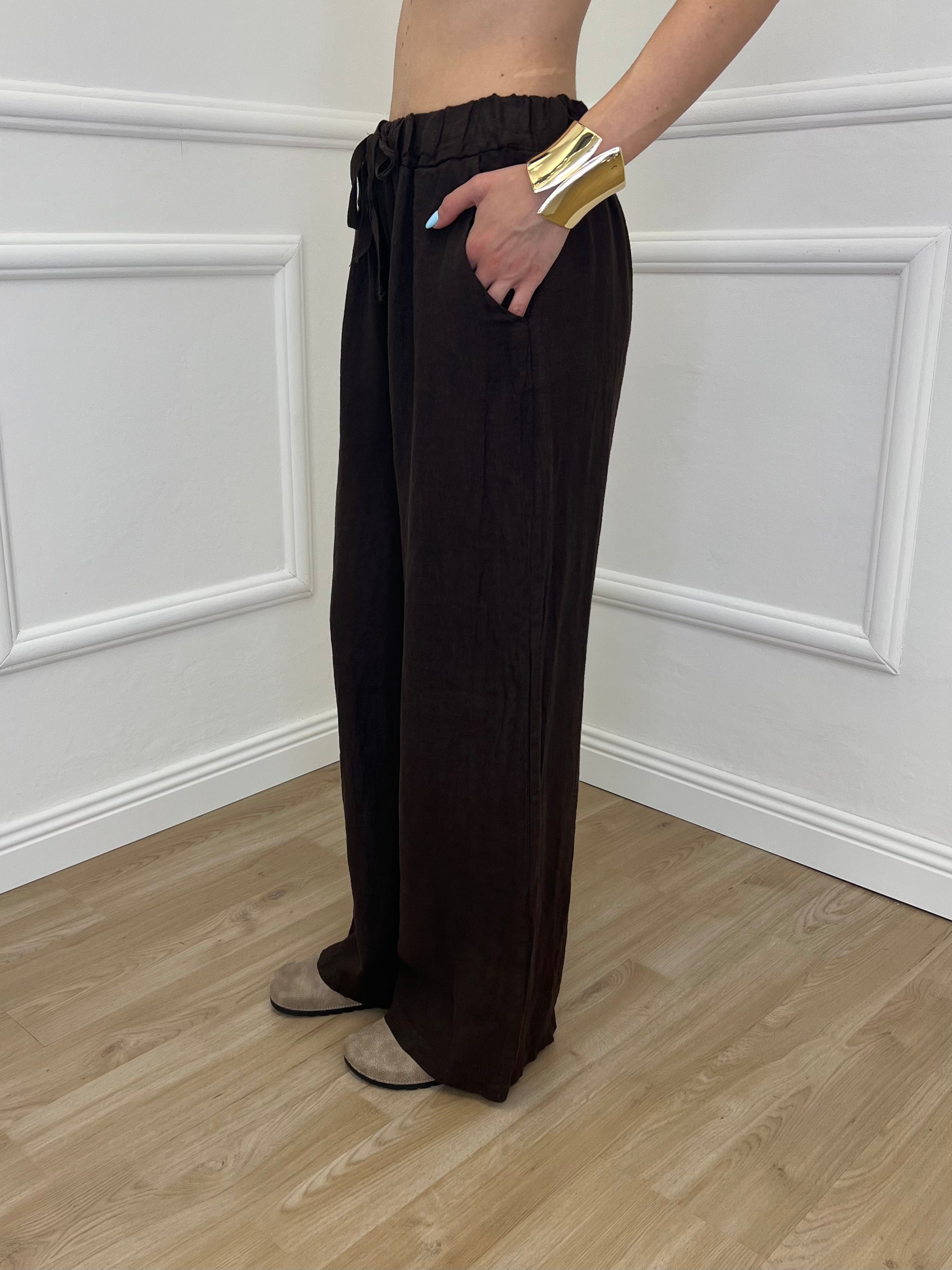 Pantalone Lino Coulisse 23216 Moro
