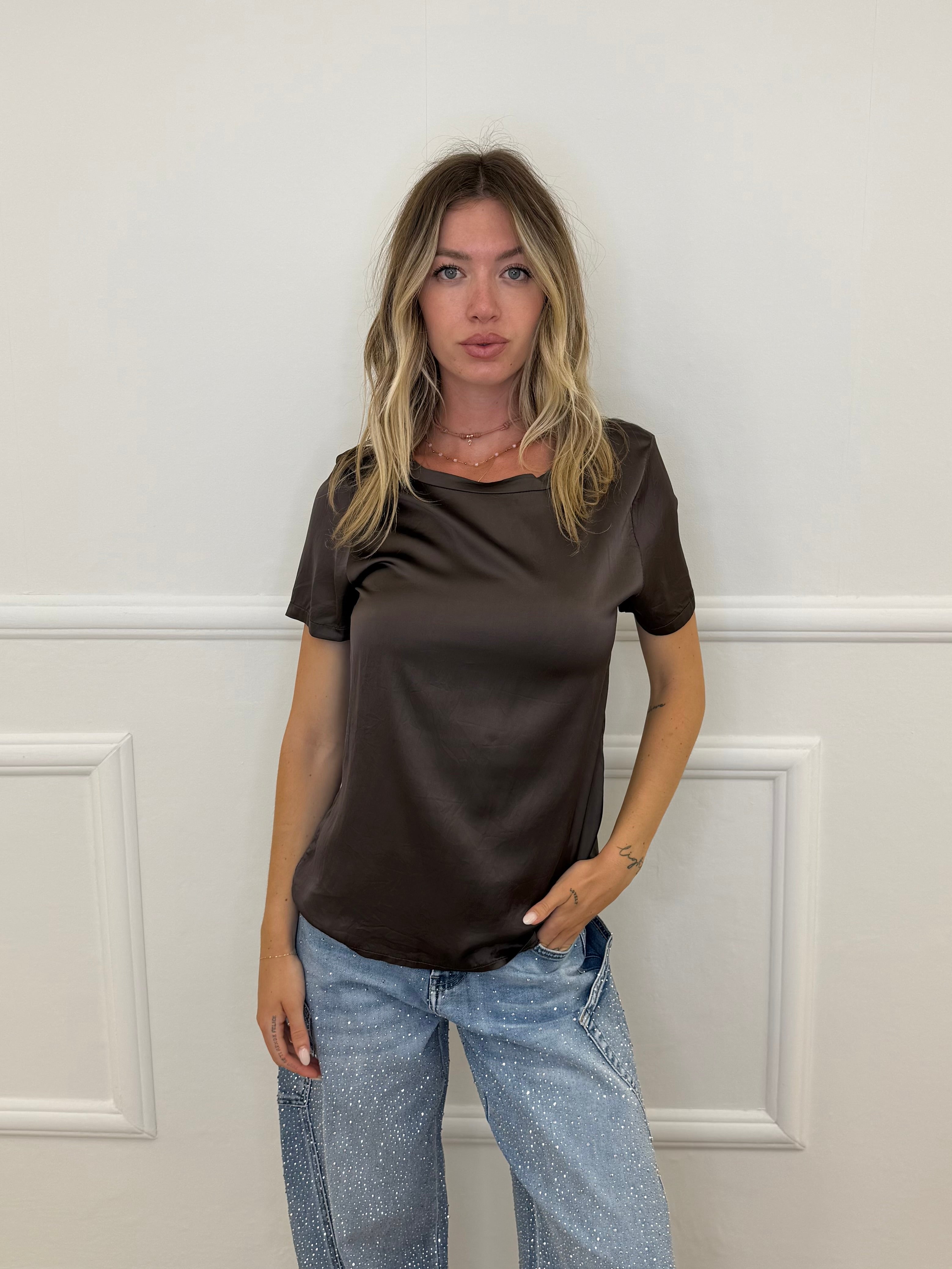 T-shirt In Raso 5055 Marrone