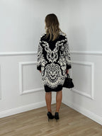 Cardigan Cappotto Jacquard 8201 Nero