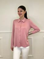 Camicia in Jersey di Viscosa 28163 Rosa