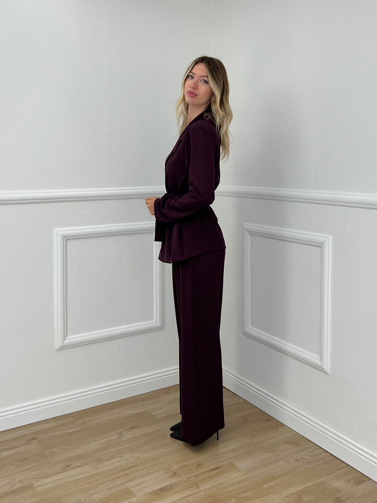 Giacca con Cintura Cady 6329 Burgundy