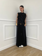 Camicia Smanicata Con Rouches 220-672 Nero