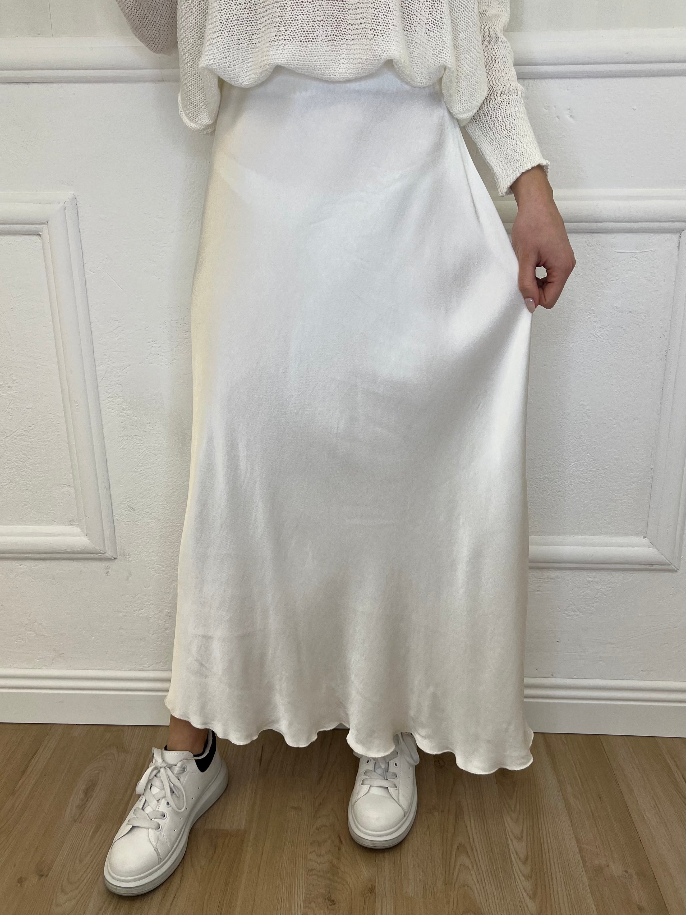 Gonna Lunga Raso 3065 Bianco - Bazar Abbigliamento