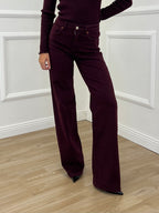 Jeans Wide Leg H3873-5 Burgundy