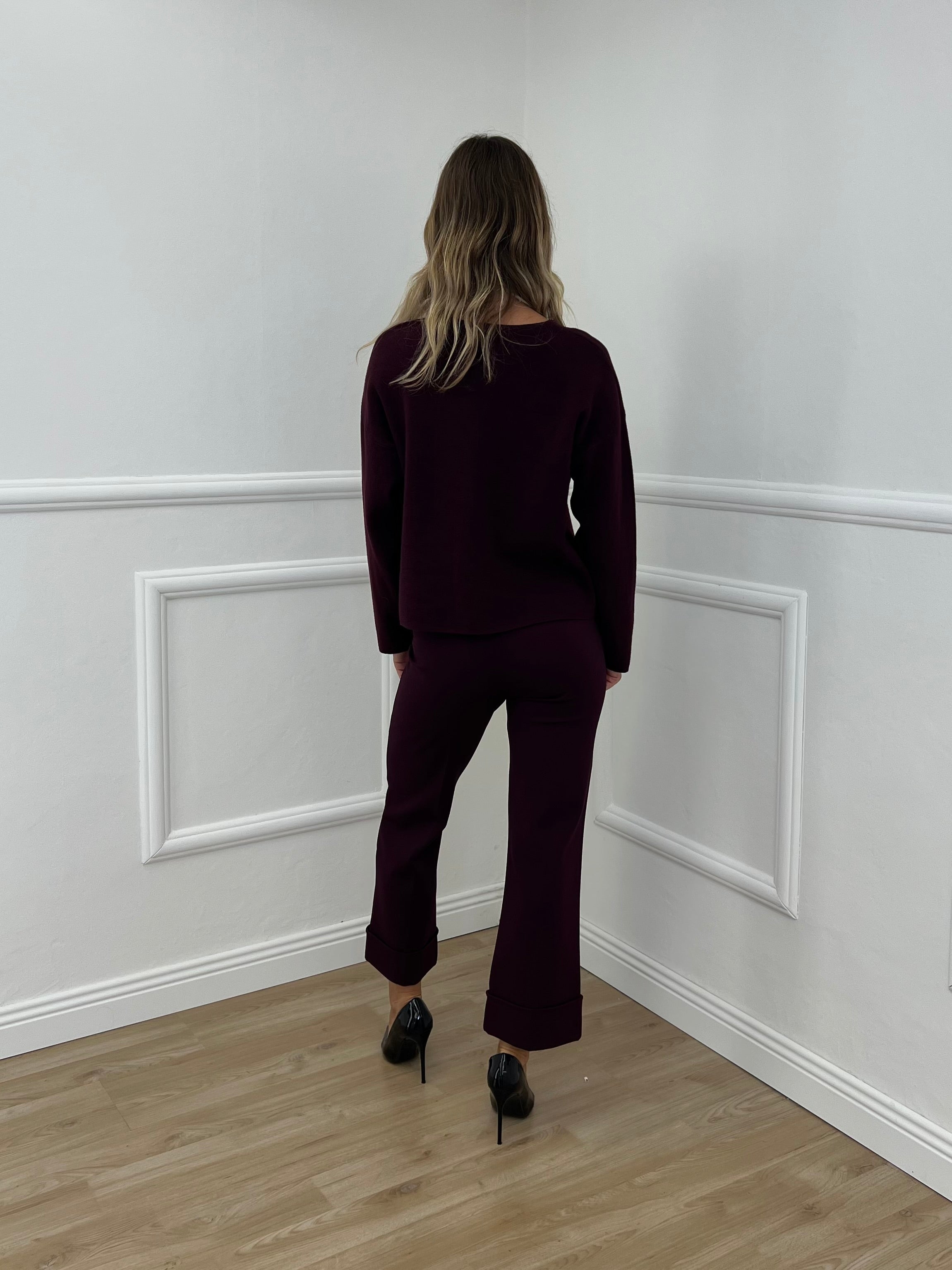 Pantalone No Waist Risvolto 51165 Burgundy