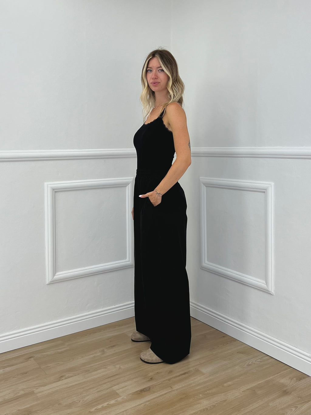 Pantalone a Palazzo Cotone 826121 Nero