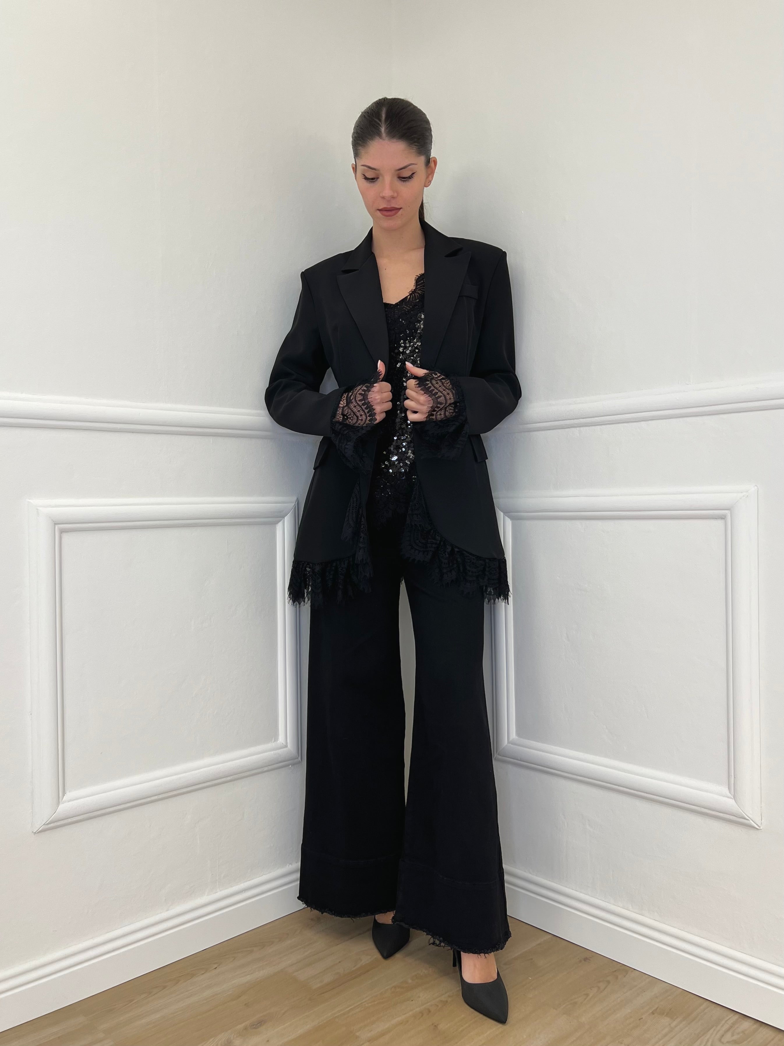 Jeans Palazzo Sfrangiato JK8117 Nero