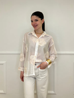 Camicia Tencel Ricami 7357 Ecru