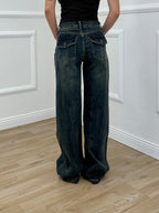 Jeans Palazzo Stonewash K7041 Blu