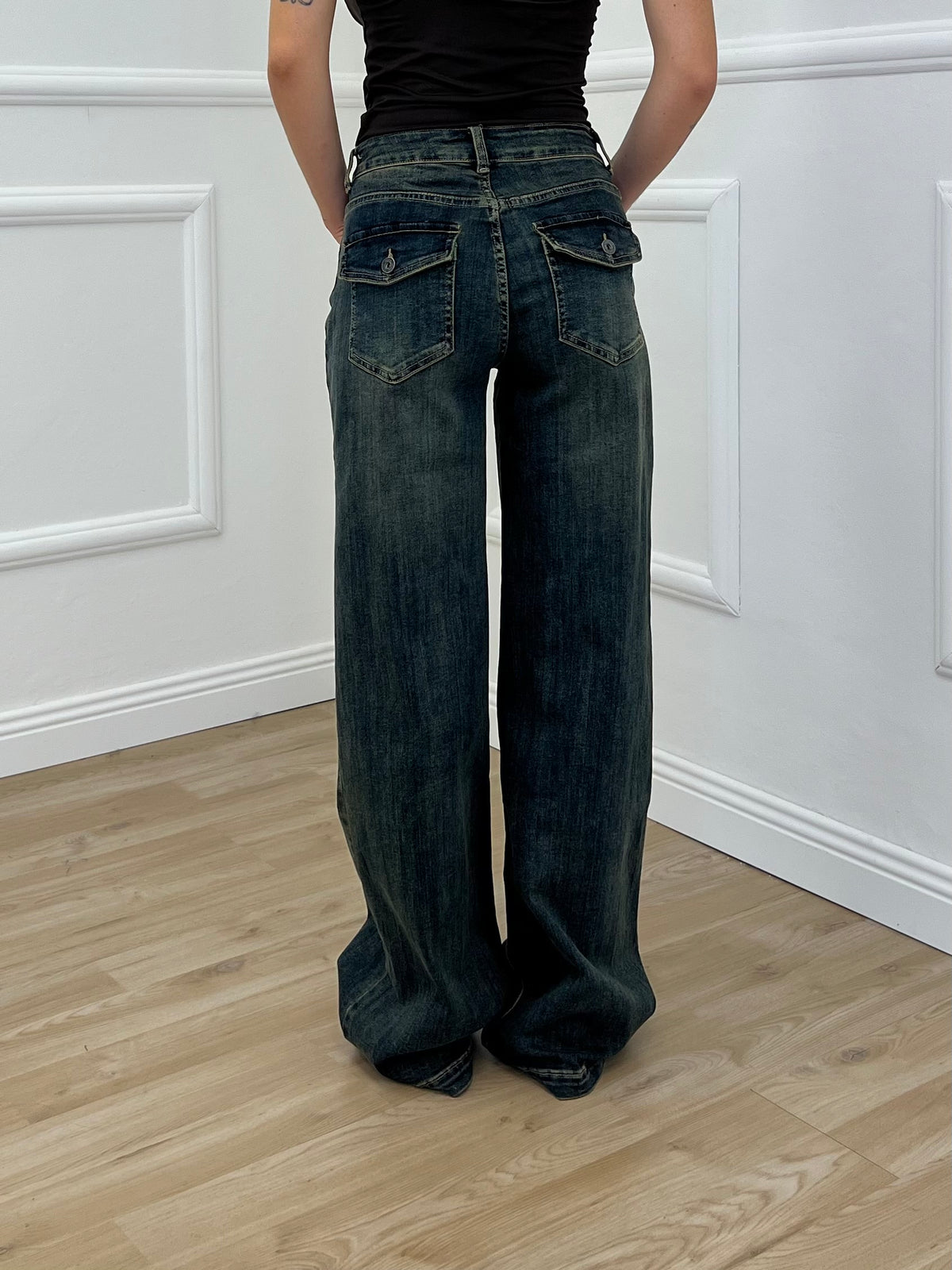 Jeans Palazzo Stonewash K7041 Blu