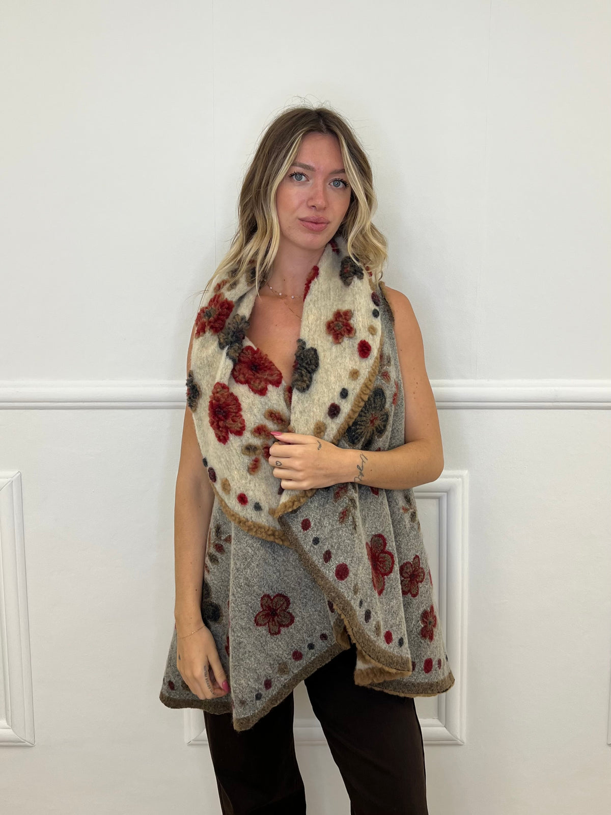 Poncho Gilet Suzani Doubleface 67041 Camel